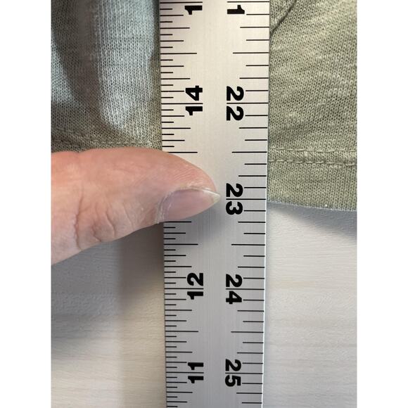 A New Day Shirt Womens Medium Heather Sage Green Linen Blend Twist Front V Neck - Picture 4 of 9